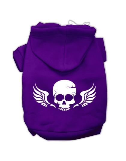 Skull Wings Screen Print Pet Hoodies Purple Size Lg