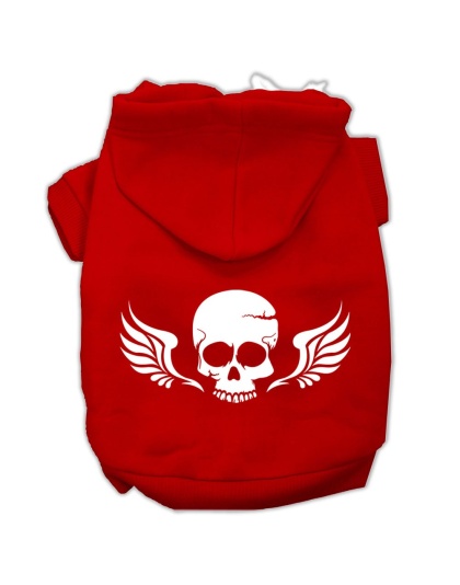 Skull Wings Screen Print Pet Hoodies Red Size Lg