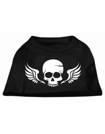 Skull Wings Screen Print Shirt Black Lg