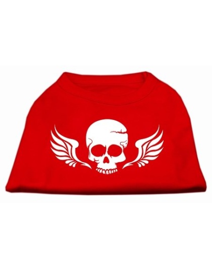 Skull Wings Screen Print Shirt Red Lg