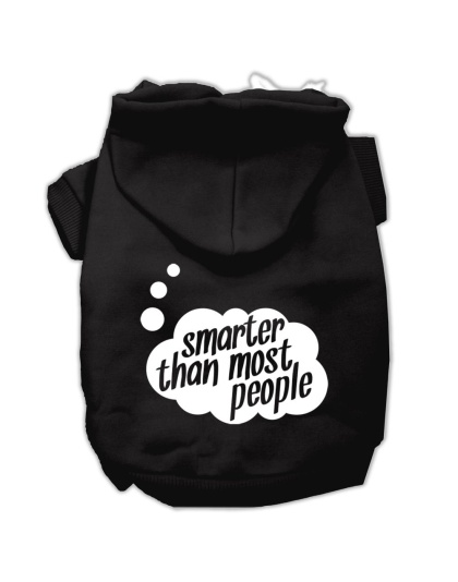Smarter then Most People Screen Printed Dog Pet Hoodies Black Size Lg