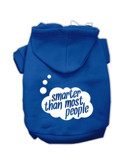 Smarter then Most People Screen Printed Dog Pet Hoodies Blue Size Lg
