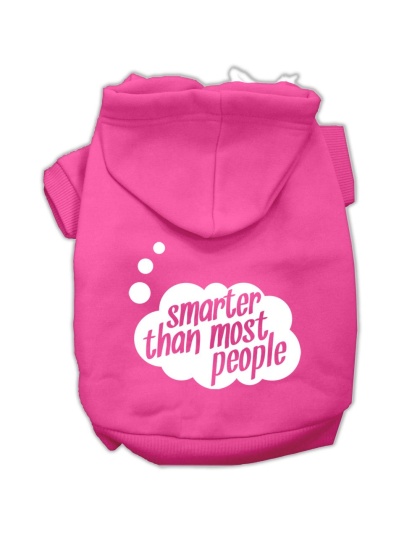 Smarter then Most People Screen Printed Dog Pet Hoodies Bright Pink Size Lg