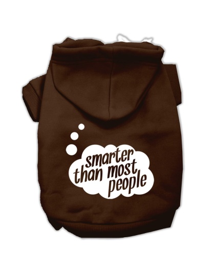 Smarter then Most People Screen Printed Dog Pet Hoodies Brown Size Lg