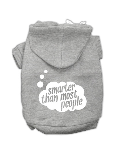 Smarter then Most People Screen Printed Dog Pet Hoodies Grey Size Lg