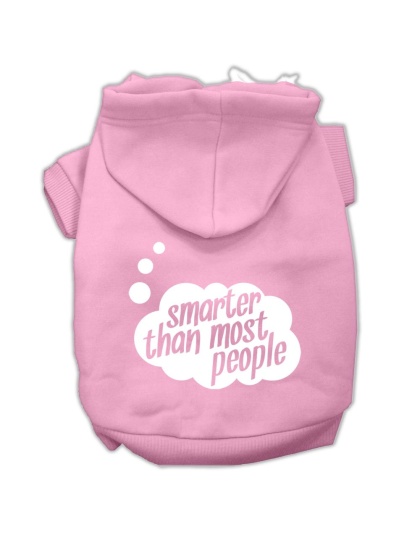 Smarter then Most People Screen Printed Dog Pet Hoodies Light Pink Size Lg