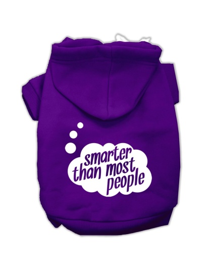 Smarter then Most People Screen Printed Dog Pet Hoodies Purple Size Lg