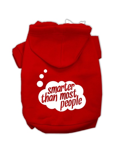 Smarter then Most People Screen Printed Dog Pet Hoodies Red Size Lg