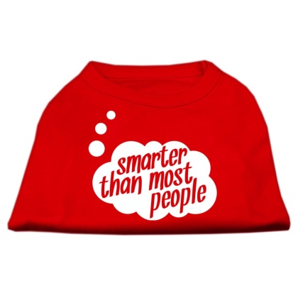 Smarter then Most People Screen Printed Dog Shirt  Red Lg