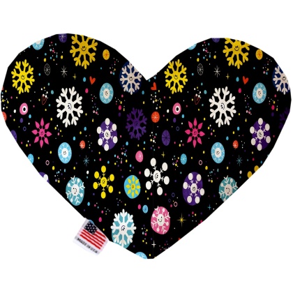 Smiley Snowflakes 6 Inch Canvas Heart Dog Toy