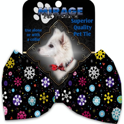 Smiley Snowflakes Pet Bow Tie Collar Accessory with Velcro