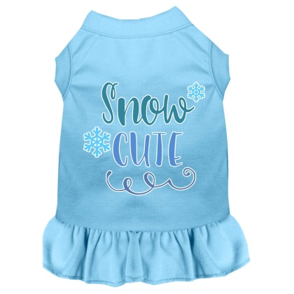 Snow Cute Screen Print Dog Dress Baby Blue 4X