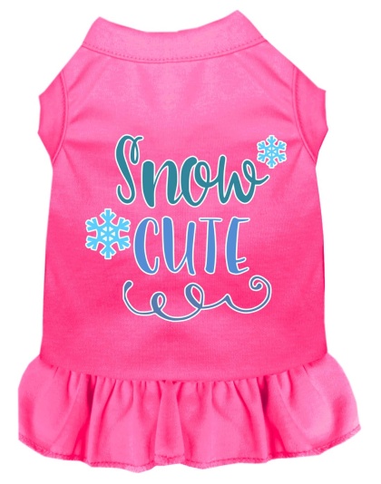 Snow Cute Screen Print Dog Dress Bright Pink 4X