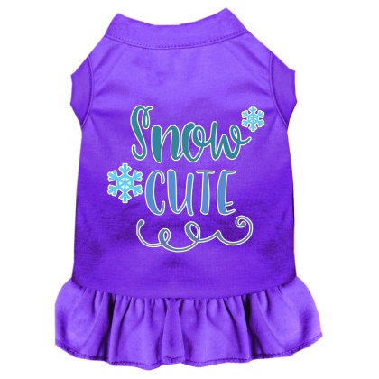 Snow Cute Screen Print Dog Dress Purple 4X