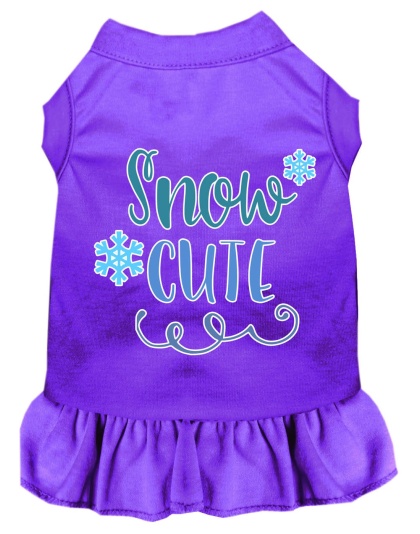 Snow Cute Screen Print Dog Dress Purple 4X