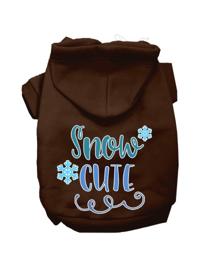 Snow Cute Screen Print Dog Hoodie Brown L