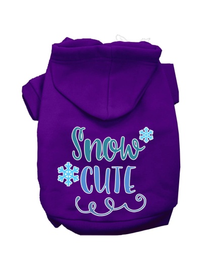 Snow Cute Screen Print Dog Hoodie Purple L