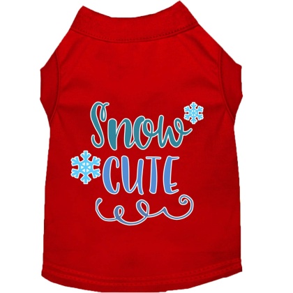 Snow Cute Screen Print Dog Shirt Red Lg