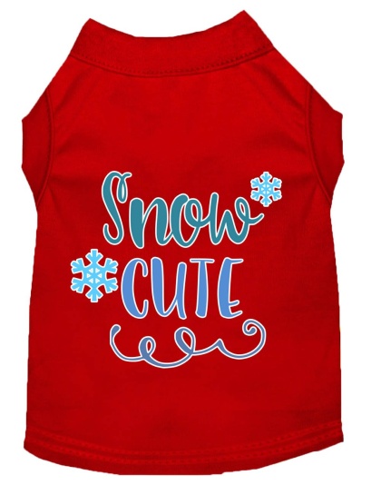 Snow Cute Screen Print Dog Shirt Red Lg