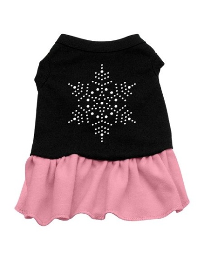 Snowflake Rhinestone Dress Black with Pink Lg