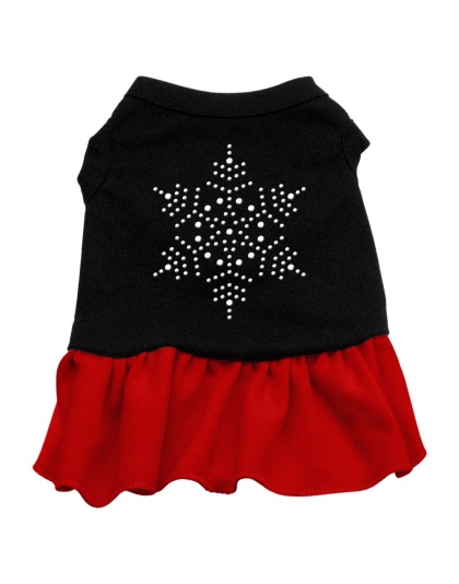 Snowflake Rhinestone Dress Black with Red Lg