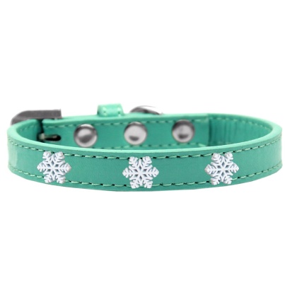 Snowflake Widget Dog Collar Aqua Size 10