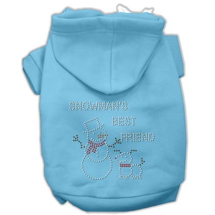 Snowman's Best Friend Rhinestone Hoodie Baby Blue L