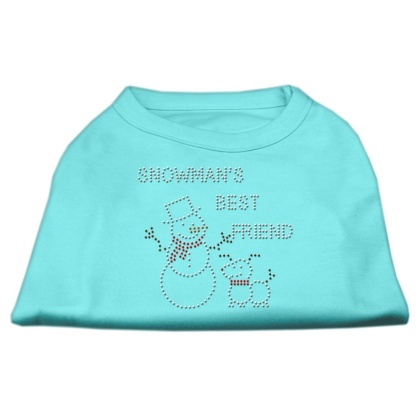 Snowman's Best Friend Rhinestone Shirt Aqua L