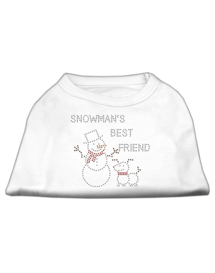 Snowman's Best Friend Rhinestone Shirt White L