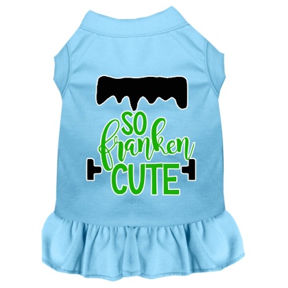 So Franken Cute Screen Print Dog Dress Baby Blue 4X