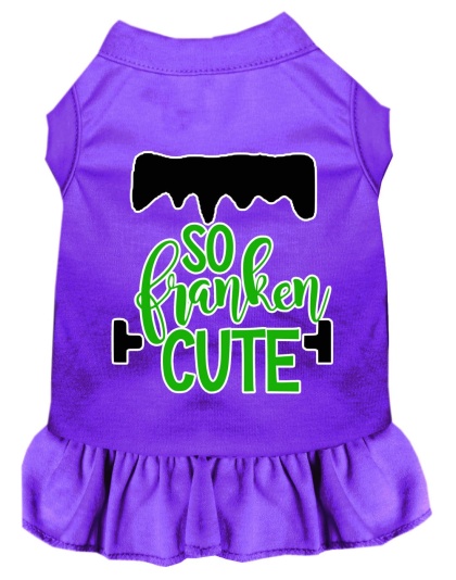 So Franken Cute Screen Print Dog Dress Purple 4X