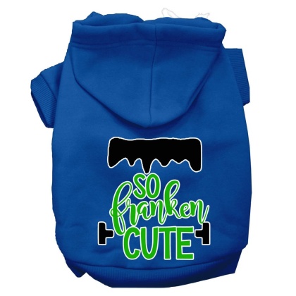 So Franken Cute Screen Print Dog Hoodie Blue L