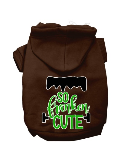 So Franken Cute Screen Print Dog Hoodie Brown L