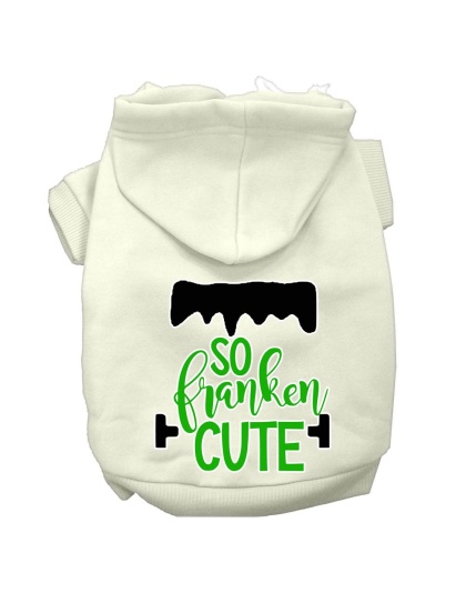 So Franken Cute Screen Print Dog Hoodie Cream L