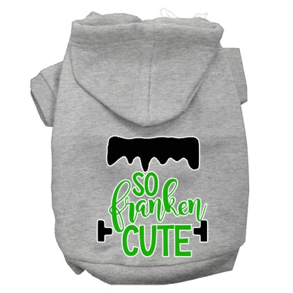 So Franken Cute Screen Print Dog Hoodie Grey L