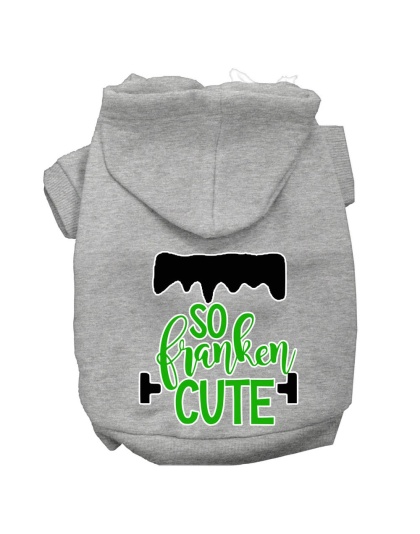 So Franken Cute Screen Print Dog Hoodie Grey L