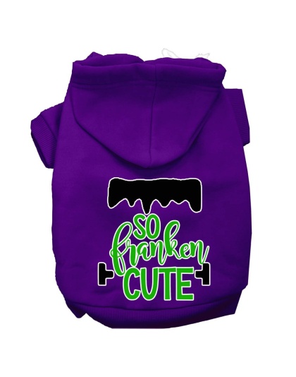 So Franken Cute Screen Print Dog Hoodie Purple L