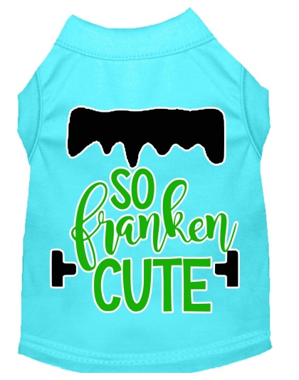 So Franken Cute Screen Print Dog Shirt Aqua Lg