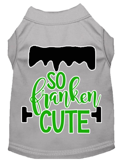 So Franken Cute Screen Print Dog Shirt Grey Lg