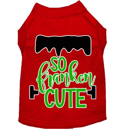 So Franken Cute Screen Print Dog Shirt Red Lg