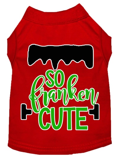 So Franken Cute Screen Print Dog Shirt Red Lg