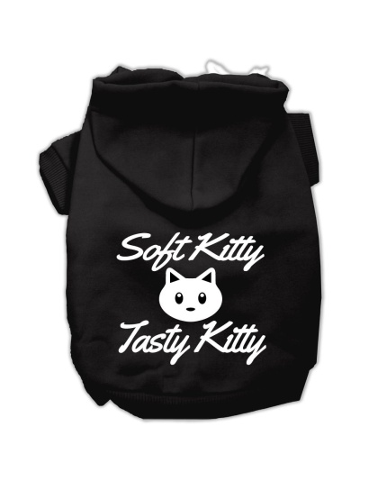 Softy Kitty, Tasty Kitty Screen Print Dog Pet Hoodies Black Size Lg