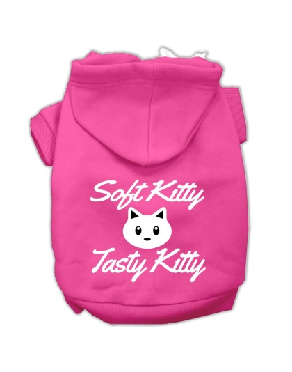 Softy Kitty, Tasty Kitty Screen Print Dog Pet Hoodies Bright Pink Size Lg