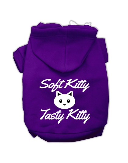 Softy Kitty, Tasty Kitty Screen Print Dog Pet Hoodies Purple Size Lg
