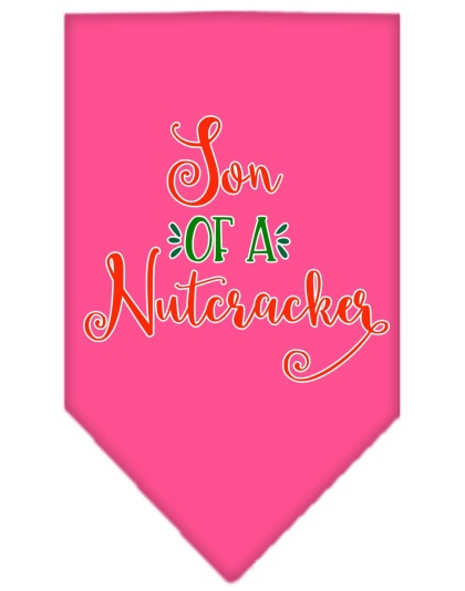 Son of a Nutcracker Screen Print Bandana Bright Pink Large