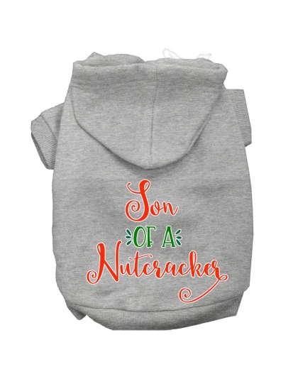 Son of a Nutcracker Screen Print Dog Hoodie Grey L