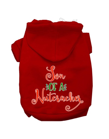 Son of a Nutcracker Screen Print Dog Hoodie Red L