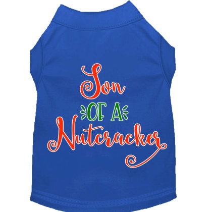 Son of a Nutcracker Screen Print Dog Shirt Blue Lg