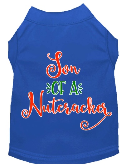 Son of a Nutcracker Screen Print Dog Shirt Blue Lg