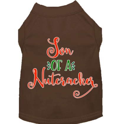 Son of a Nutcracker Screen Print Dog Shirt Brown Lg